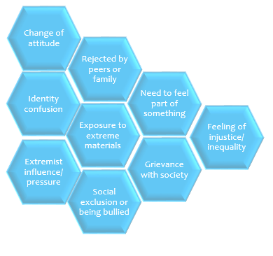 Factors which may make someone vulnerable to radicalisation